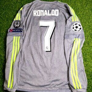Cristiano Ronaldo Real Madrid 2015 2016 Away Long Sleeve Soccer Jersey Shirt L